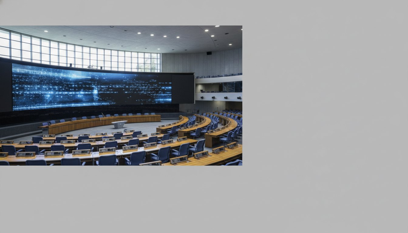 Plenário do Congresso Nacional com parlamentares discutindo projetos de lei no painel eletrônico ao fundo.